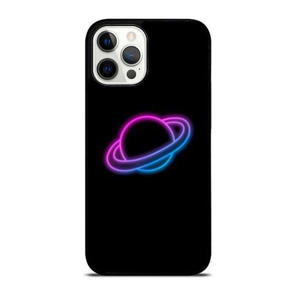 Planet Neon Saturn Rings Vaporwave Neon Lights iPhone Case - Picture 1 of 1